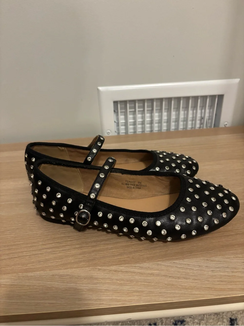 House of Harlow 1960 Black Studded Mary Jane Flats